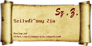 Szilvássy Zia névjegykártya